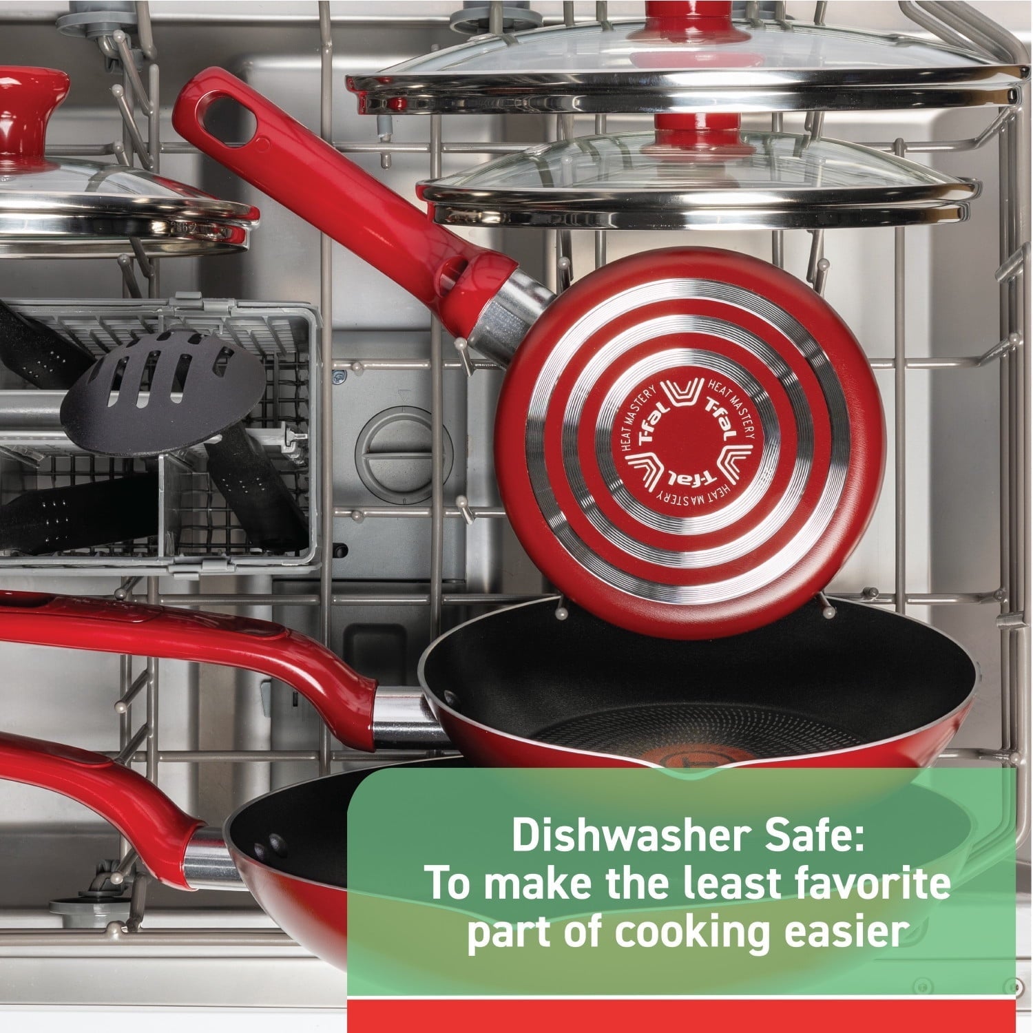 T-fal Easy Care Nonstick Cookware, Jumbo Cooker, 5 Quart, Red