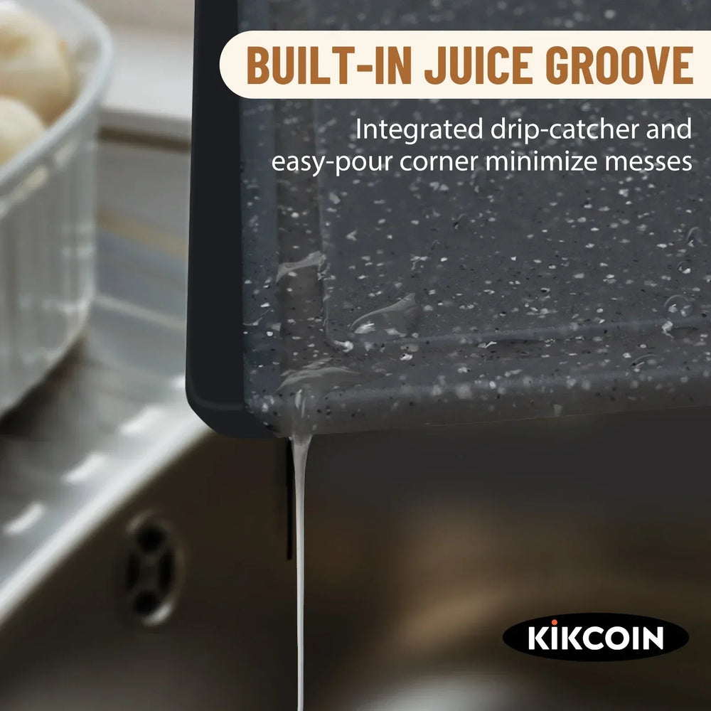 Kikcoin 3-Piece Plastic Large Cutting Boards Set for Kitchen, Non-slip Feet and Juice Grooves, Multicolor - USA MEGA SHOP