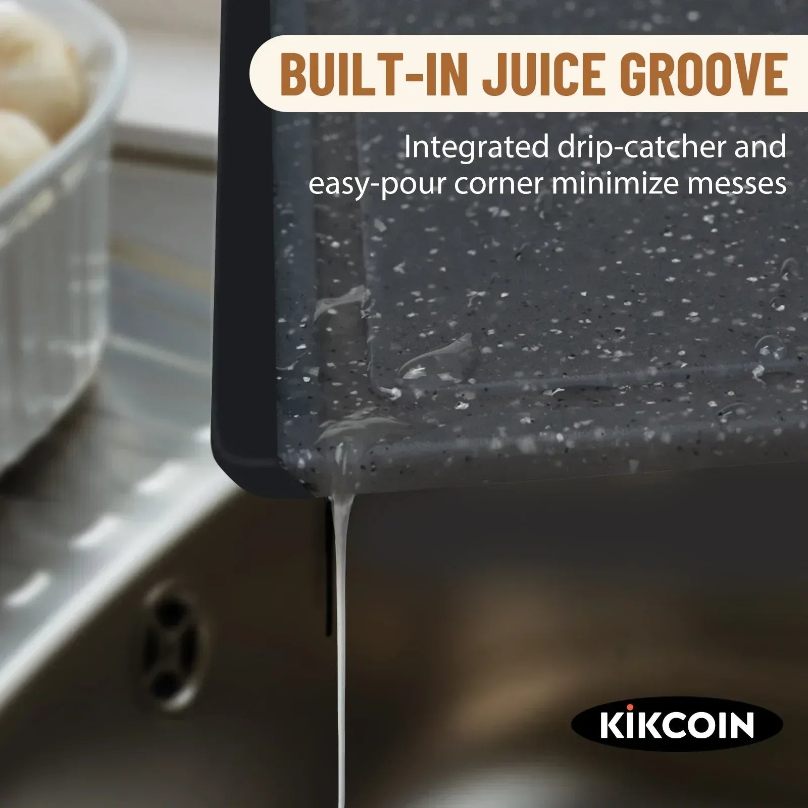 Kikcoin 3-Piece Plastic Large Cutting Boards Set for Kitchen, Non-slip Feet and Juice Grooves, Multicolor