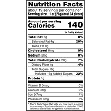 Nutrition facts label for chocolate candy