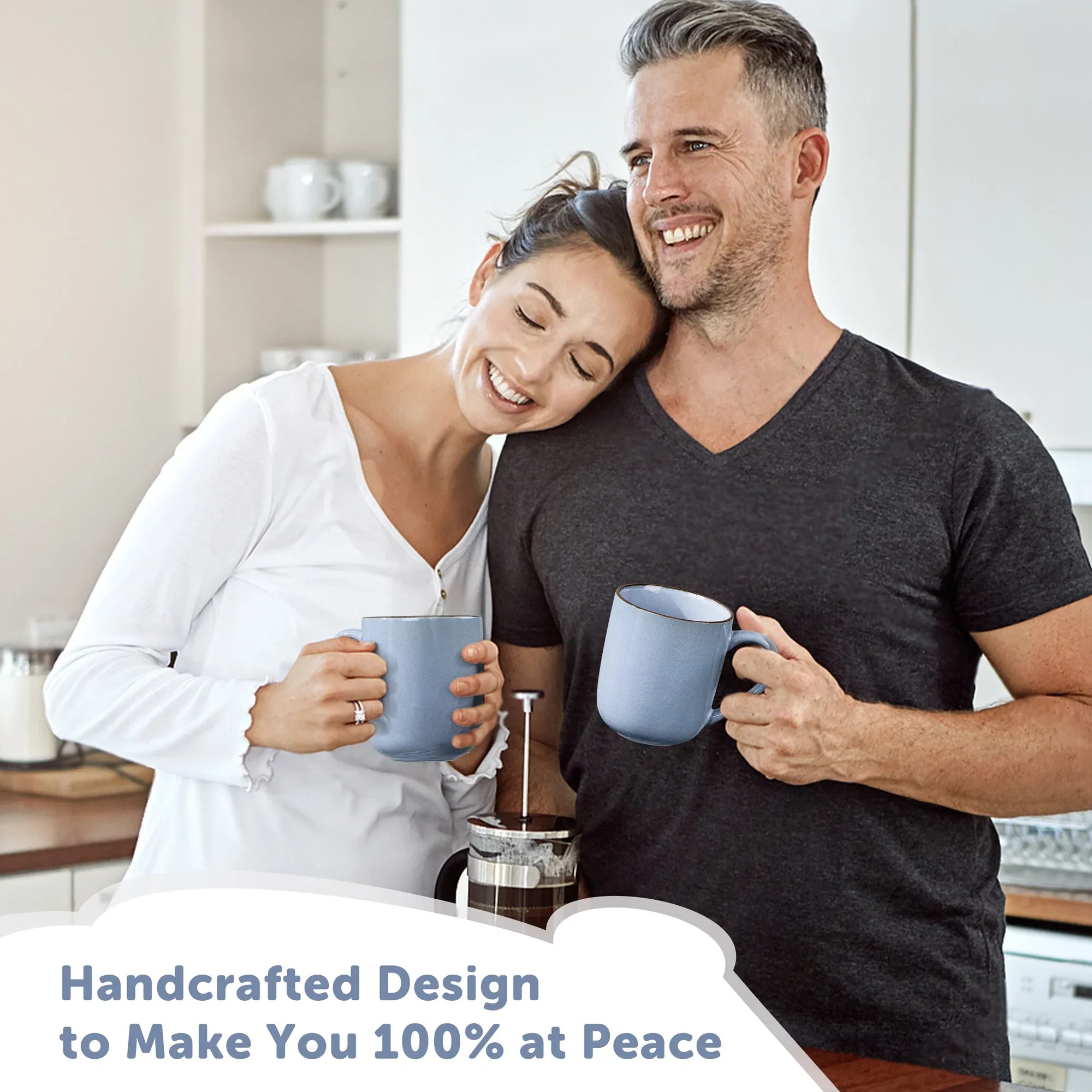 Vesteel Coffee Mug Set of 4, Ceramic Coffee Cups with Handles, 14oz Handmade Reactive Glaze Mugs Set for Coffee Tea Milk, Mug Gifts for Thanksgiving Day Anniversary, Gifts for Men, women, Home, Office and Restuarant