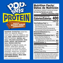Protein toaster pastries nutrition facts panel with calories and ingredients