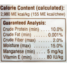 Guaranteed analysis nutrition label for peanut butter dog chews