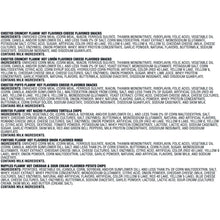 Ingredients information panel for spicy snack chips with long ingredient list