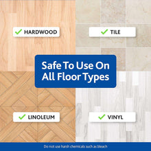 Floor-safe use graphic for hardwood, tile, linoleum, and vinyl