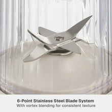 6-point stainless steel blender blade in a Tritan vessel