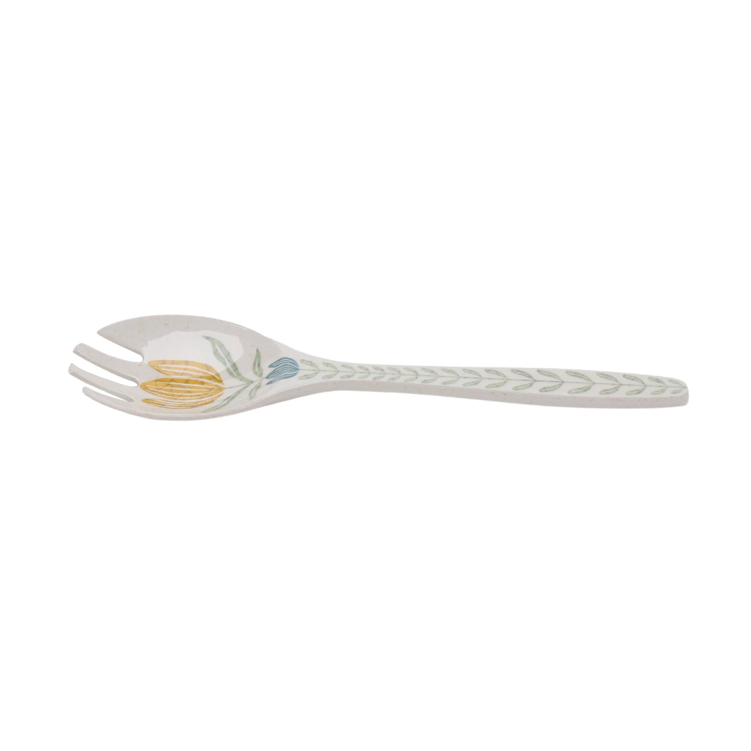 Better Homes and Gardens Bamboo Melamine Floral Salad Bowl with Acacia Lid and Utensil Set