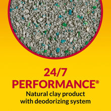 Non-clumping cat litter granules, gray with turquoise and green specks