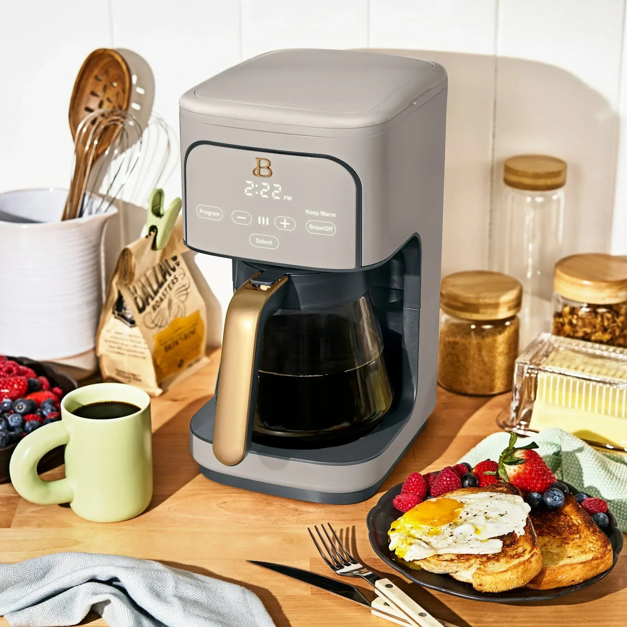 Beautiful 12 Cup Programmable Coffee Maker, White Icing by Drew Barrymore