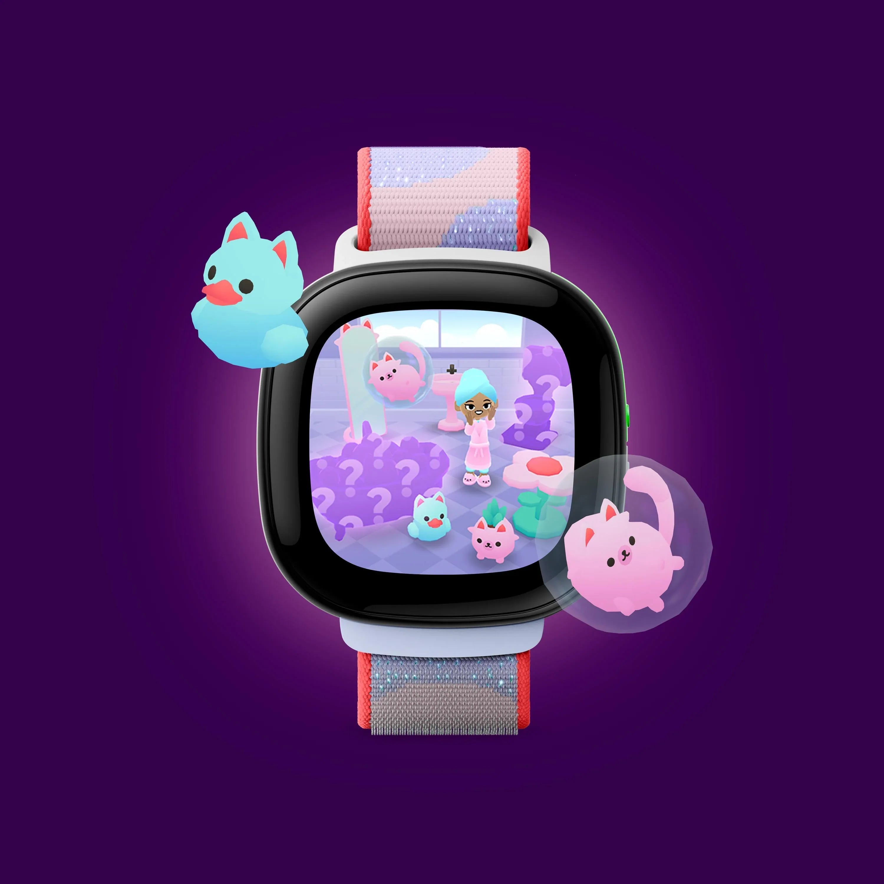 Fitbit Ace LTE Band - Kids Smartwatch Band - Water Resistant - One Size Fits All - Bubble Cats