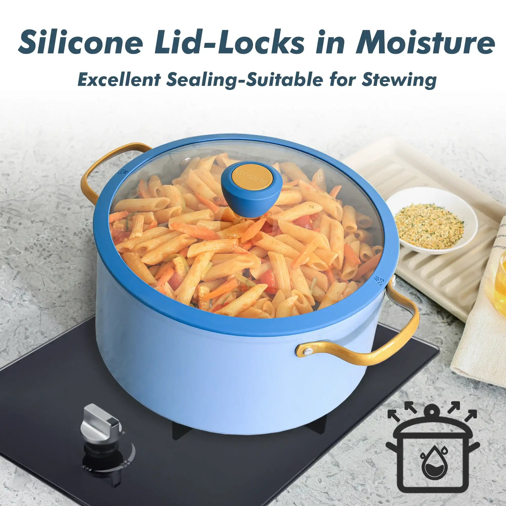 SENSARTE Nonstick Pots and Pans Set, 18Pcs Non Stick Cookware Sets, Induction Kitchen Cookware Sets