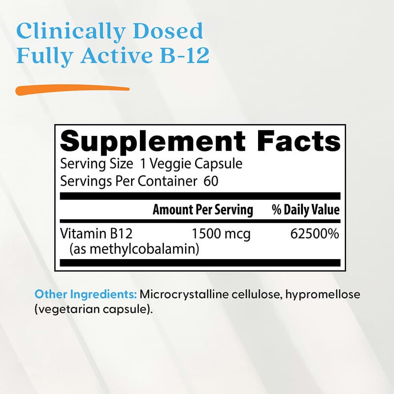 Doctor's Best, Fully Active B12, 1,500 mcg, Veggie Caps