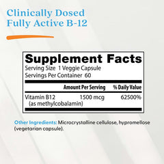 Doctor's Best, Fully Active B12, 1,500 mcg, Veggie Caps