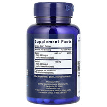 Life Extension No Flush Niacin supplement facts on bottle label, 1 capsule