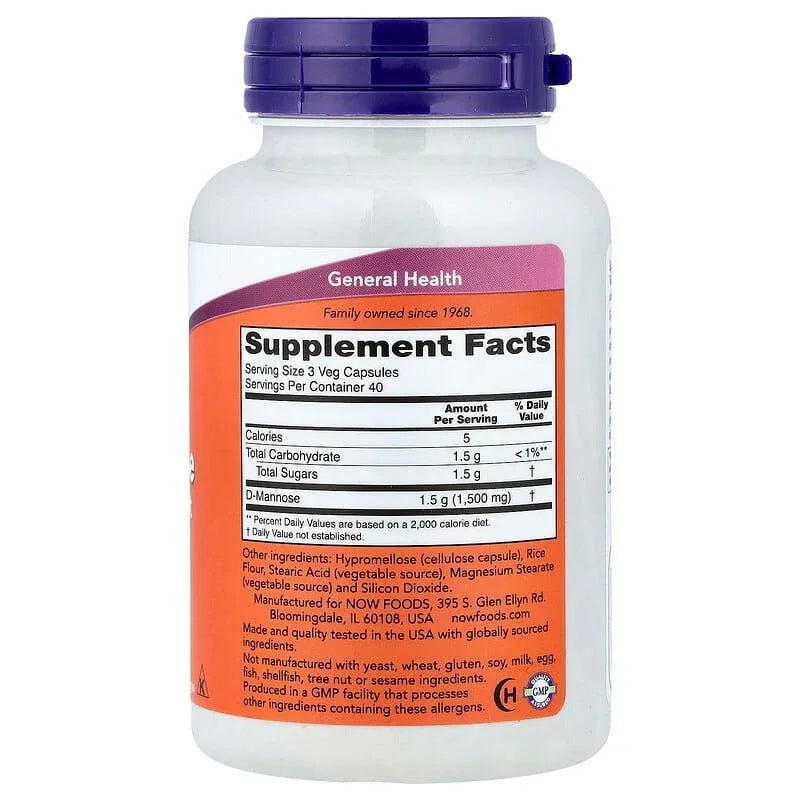 NOW Foods, D-Mannose, 500 mg - USA MEGA SHOP