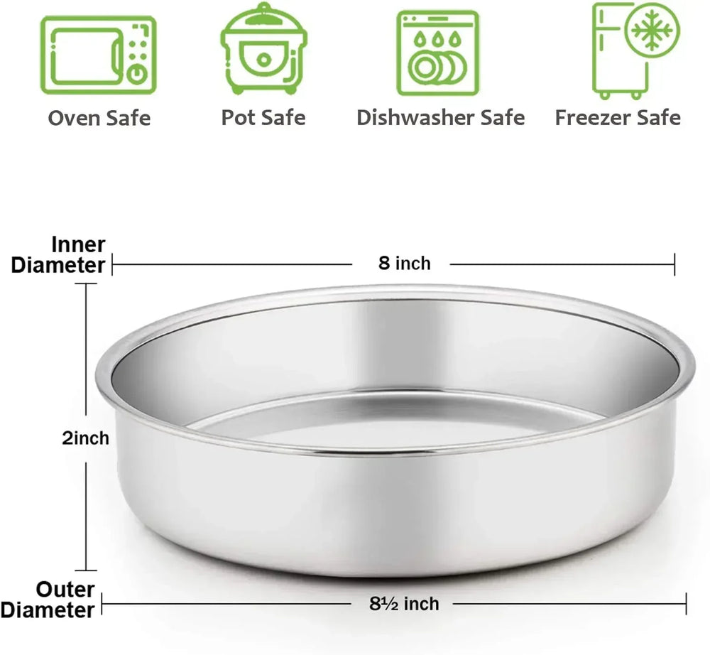 Vesteel Cake Pan, Stainless Steel Round Layer Cake Baking Pans, Non-Toxic & Healthy, Mirror Finish & Dishwasher Safe - USA MEGA SHOP
