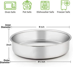 Vesteel Cake Pan, Stainless Steel Round Layer Cake Baking Pans, Non-Toxic & Healthy, Mirror Finish & Dishwasher Safe - USA MEGA SHOP