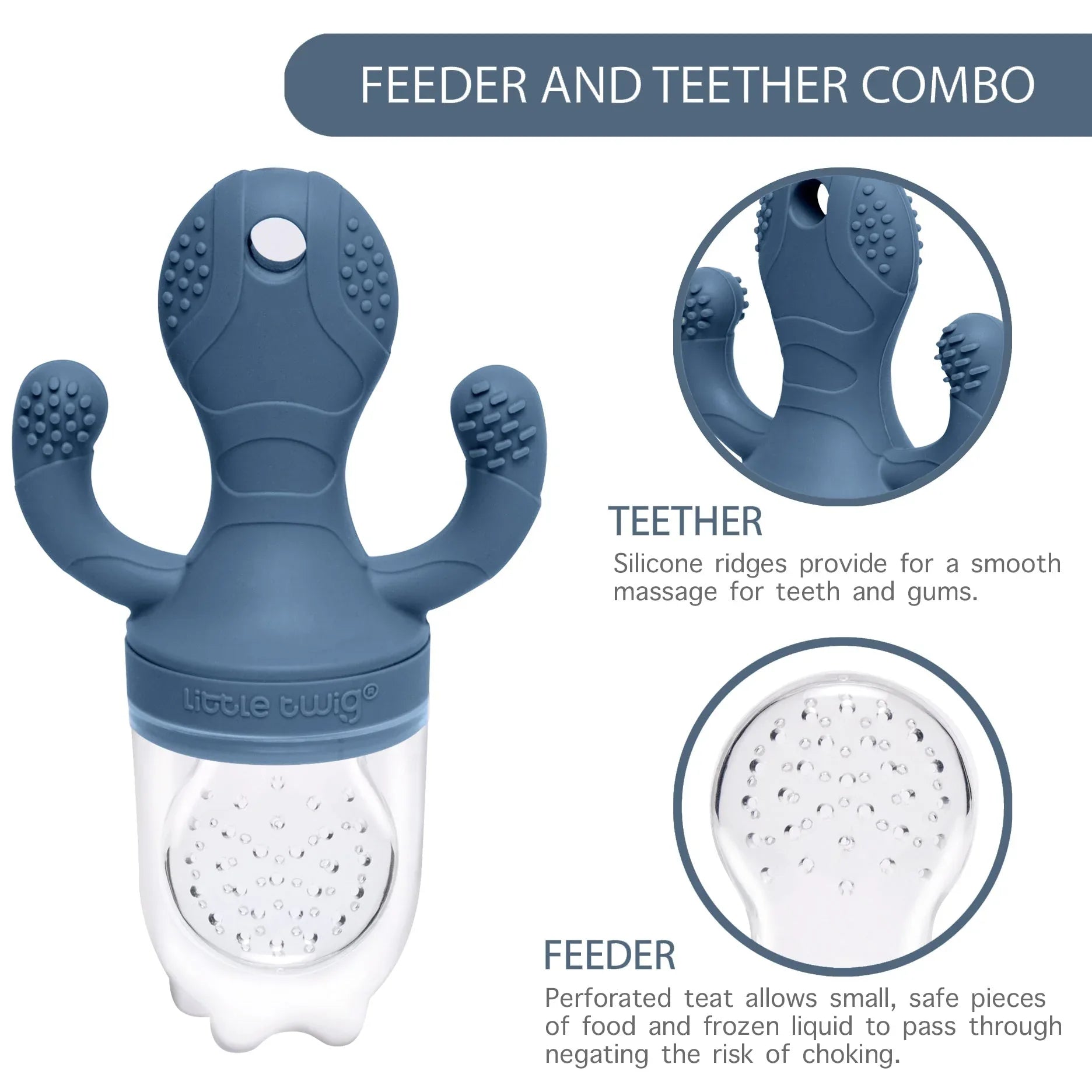 Little Twig Freezable Teether Set Steel Blue - USA MEGA SHOP