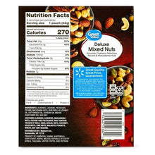 Mixed nuts pouch back with Nutrition Facts panel and barcode