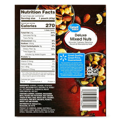 Great Value Deluxe Mixed Nuts, 1.5 oz, 8 Count