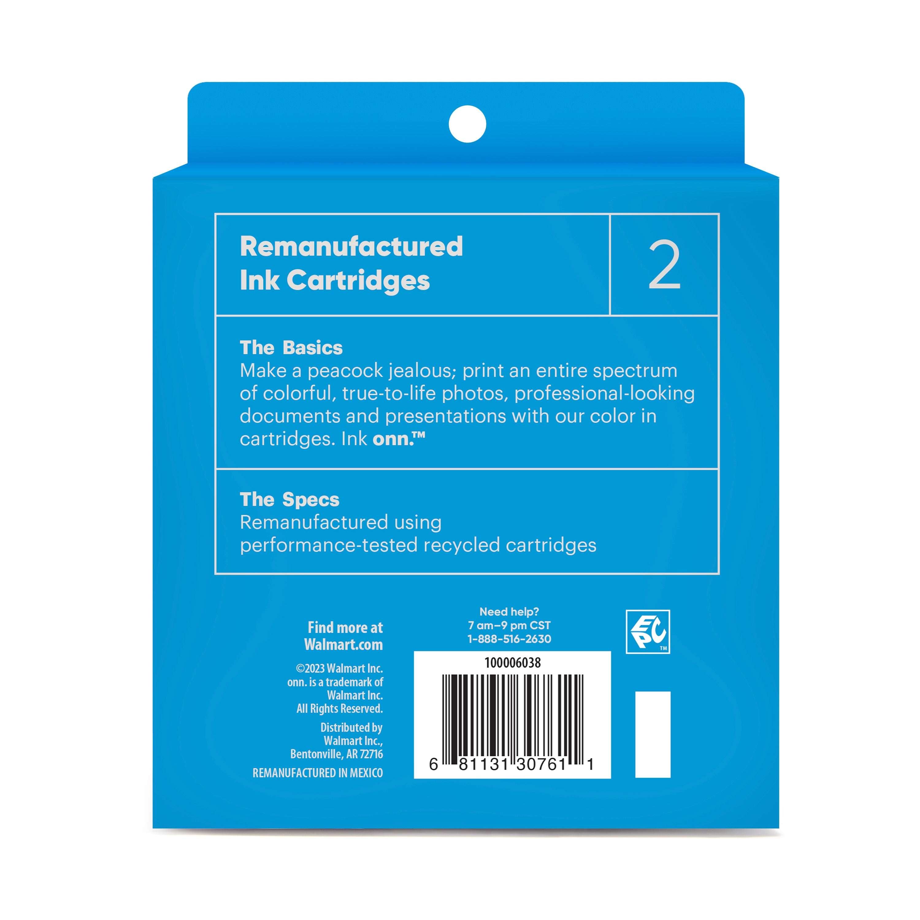 Remanufactured ONN HP 63 Black & Tri-Color Inkjet Cartridges 2-Pack