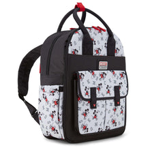 Black and white Mickey diaper bag with red top handle