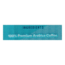 Coffee label reading 100% Premium Arabica Coffee