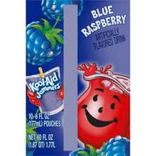 Kool-Aid Jammers Blue Raspberry drink pouch with straw and berry graphics