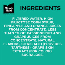 Ingredients list for Minute Maid Tropical Punch juice drink carton