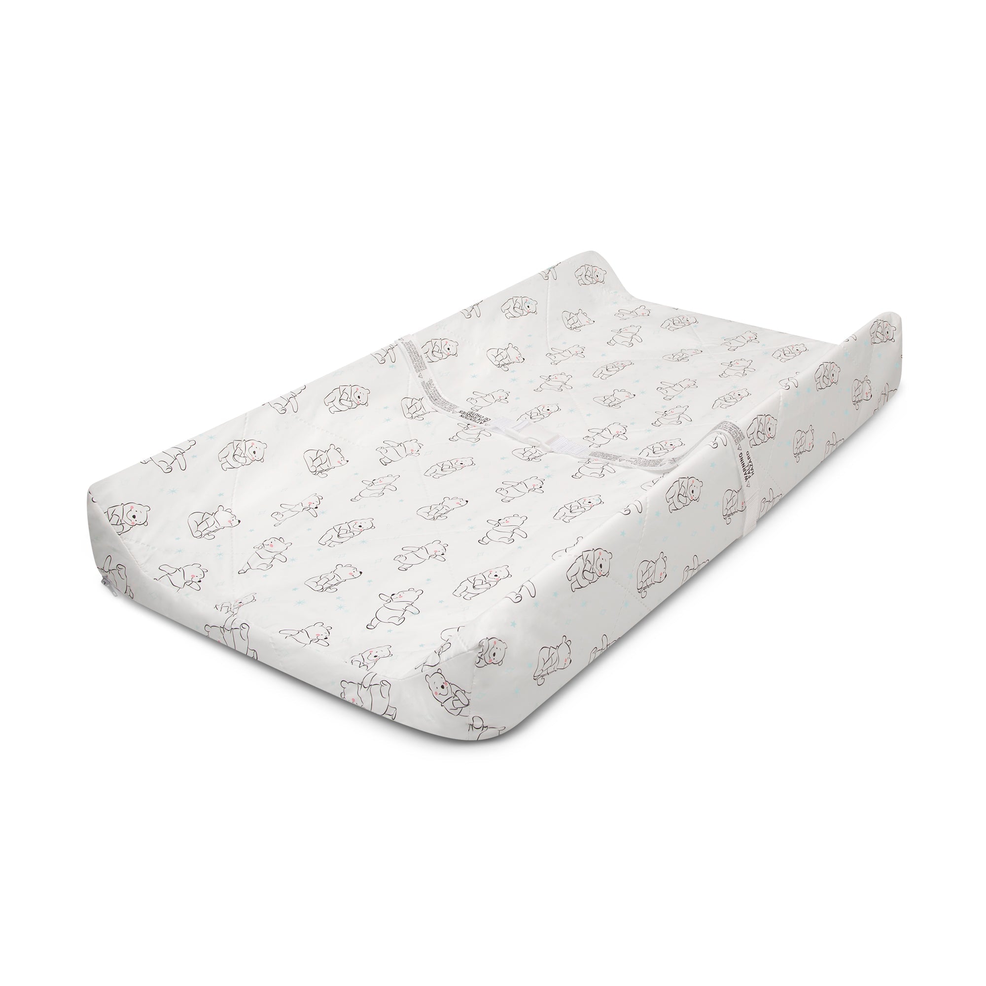 Disney Winnie the Pooh Contoured Changing Pad with Plush Cover by Delta Children – Machine Washable Cover and Waterproof Outer Layer, Grey