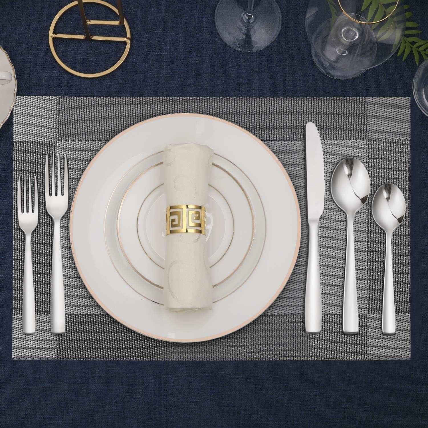 48-Piece Mirror Finished Black Silverware Set with Steak Knives, Black Flatware Set for 8, Stainless Steel Tableware Cutlery Set, Utensil Sets for Kitchen