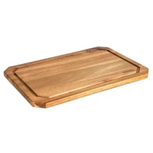 Acacia carving board with smooth surface and raised rim