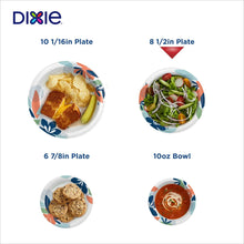 Set of disposable paper plates with leaf pattern shown in multiple sizes