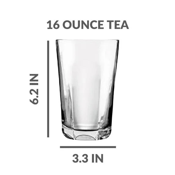 Mainstays Leila Glass Drinkware, 12 Ounce & 16 Ounce, Set of 8