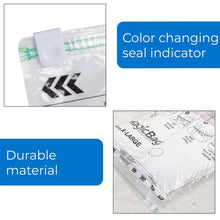 Close-up of jumbo vacuum bag seal area with color change indicator