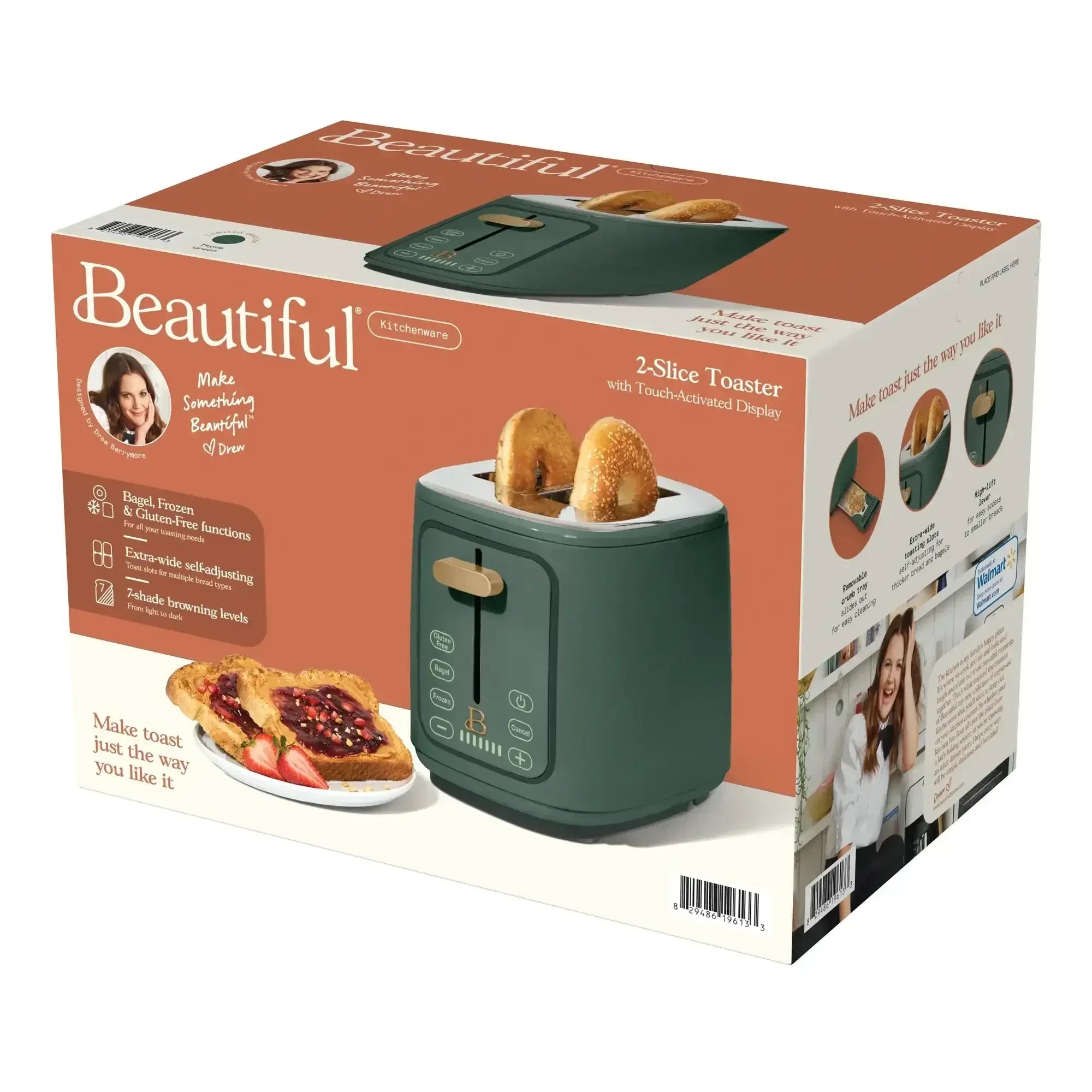 Beautiful 2 Slice Toaster with Touch-Activated Display, by Drew Barrymore