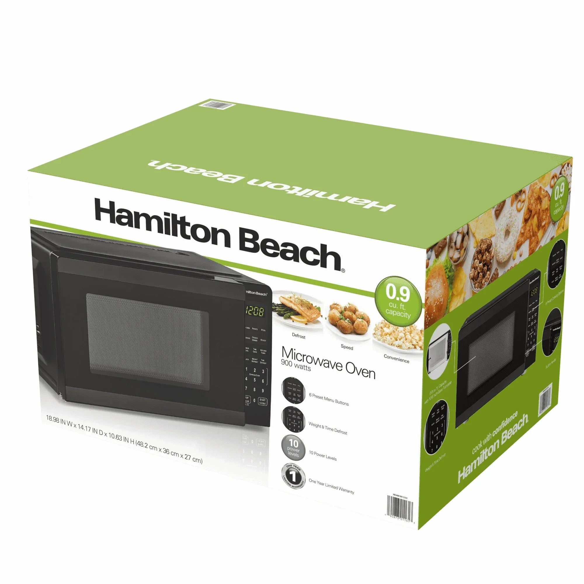 Hamilton Beach 0.9 Cu ft Countertop Microwave Oven, 900 Watts, Black Stainless Steel, New - USA MEGA SHOP