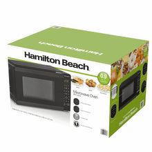 Hamilton Beach 0.9 cu ft countertop microwave oven box in black stainless
