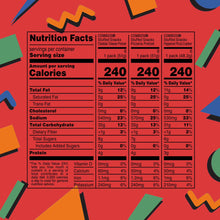Combos variety pack nutrition facts panel for cheddar cheese pretzels, pizza pretzels, and pizza crackers