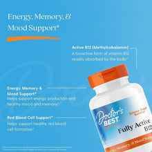 B12 supplement bottle with orange cap and blue label reading “Fully Active B12”