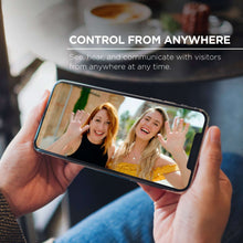Smartphone showing live video feed from doorbell camera