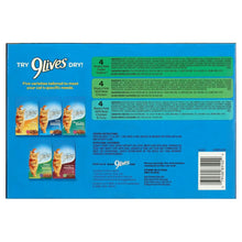 9Lives Paté Favorites wet cat food box panel with dry variety callout and barcode