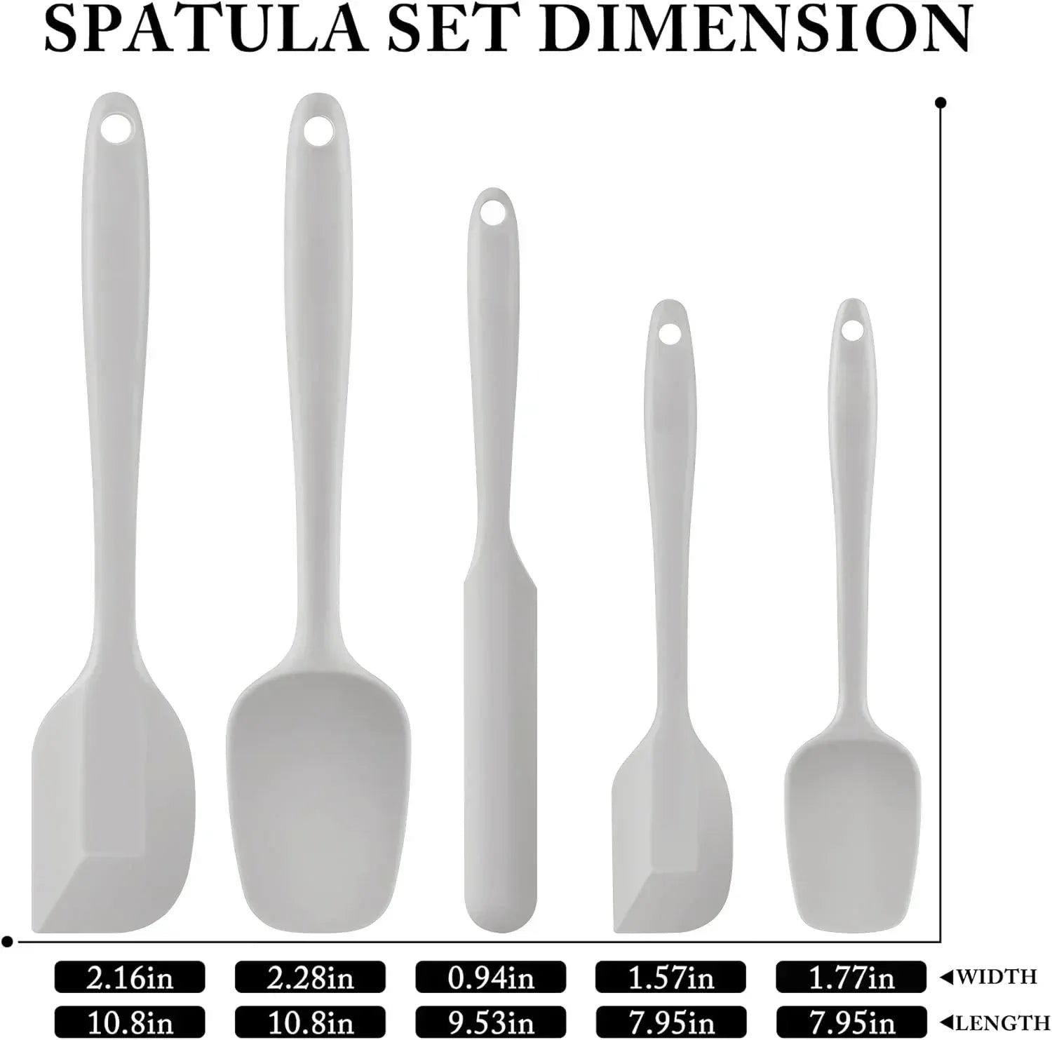 Food Grade Silicone Rubber Spatula Set for Baking, AOKIWO 5Pcs Cooking Utensil Set, High Heat Resistant Non Stick Dishwasher BPA-Free - USA MEGA SHOP