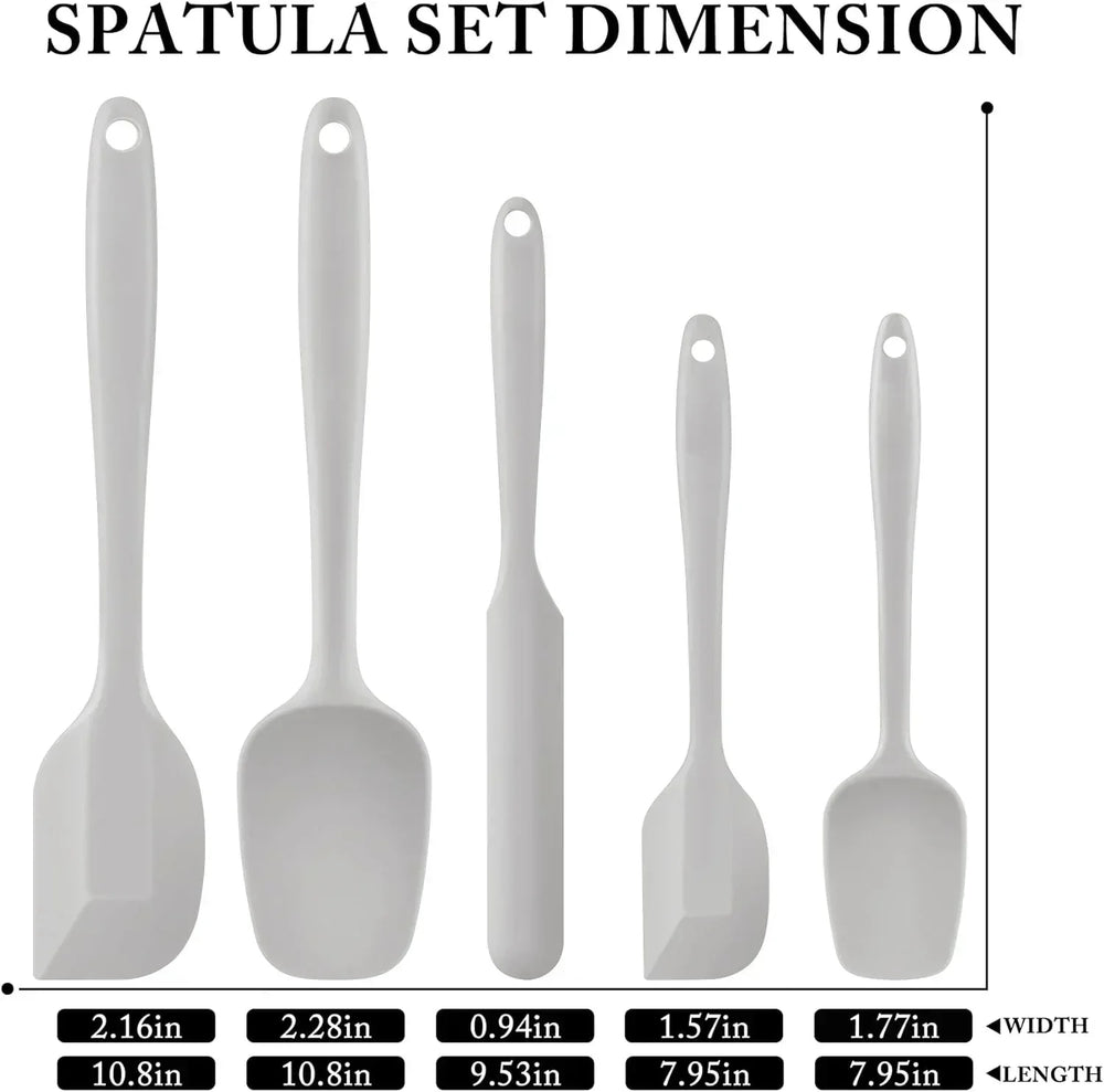 Food Grade Silicone Rubber Spatula Set for Baking, AOKIWO 5Pcs Cooking Utensil Set, High Heat Resistant Non Stick Dishwasher BPA-Free - USA MEGA SHOP