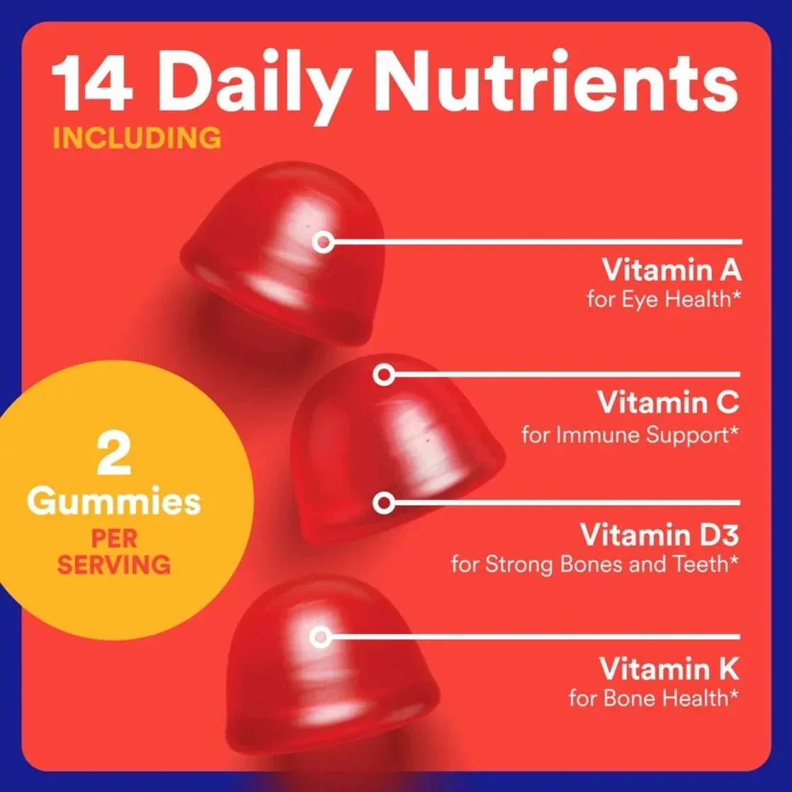 SmartyPants Kids & Toddler Multivitamin Gummies, Daily Wellness Supplement with Vitamin C & B12, 60 Gummies