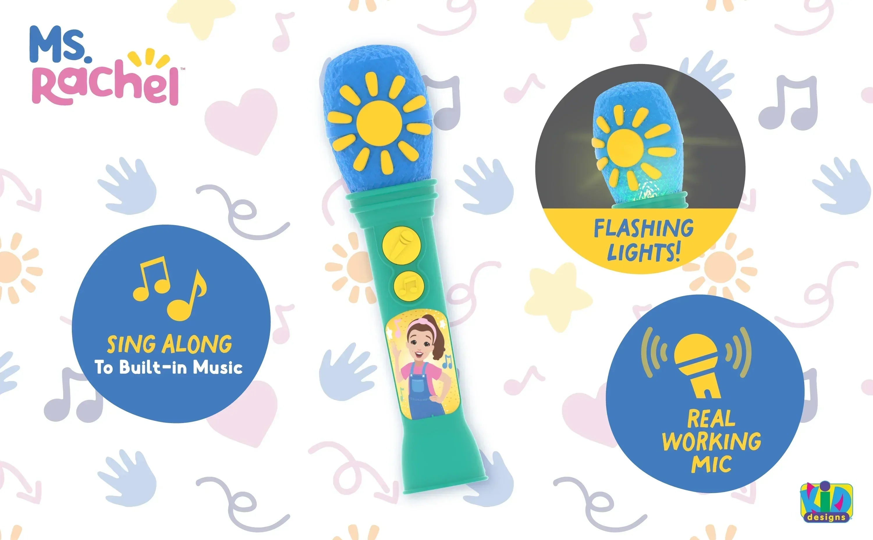 Ms. Rachel Sing Along Microphone, Includes Built-in Music and Lights, Children Ages 18+ Months - USA MEGA SHOP