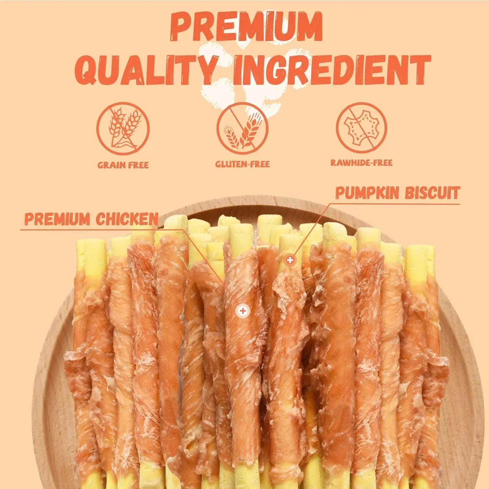 Pawmate Chicken Jerky Wrapped Pumpkin Biscuits Dog Treats, Promote Digestion Soft Chews for All Dogs, 11 oz