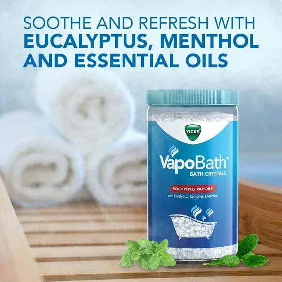 Vicks VapoBath Crystals Non-Medicated Bath Salts with Vicks Vapors, Aromatherapy, 15 oz