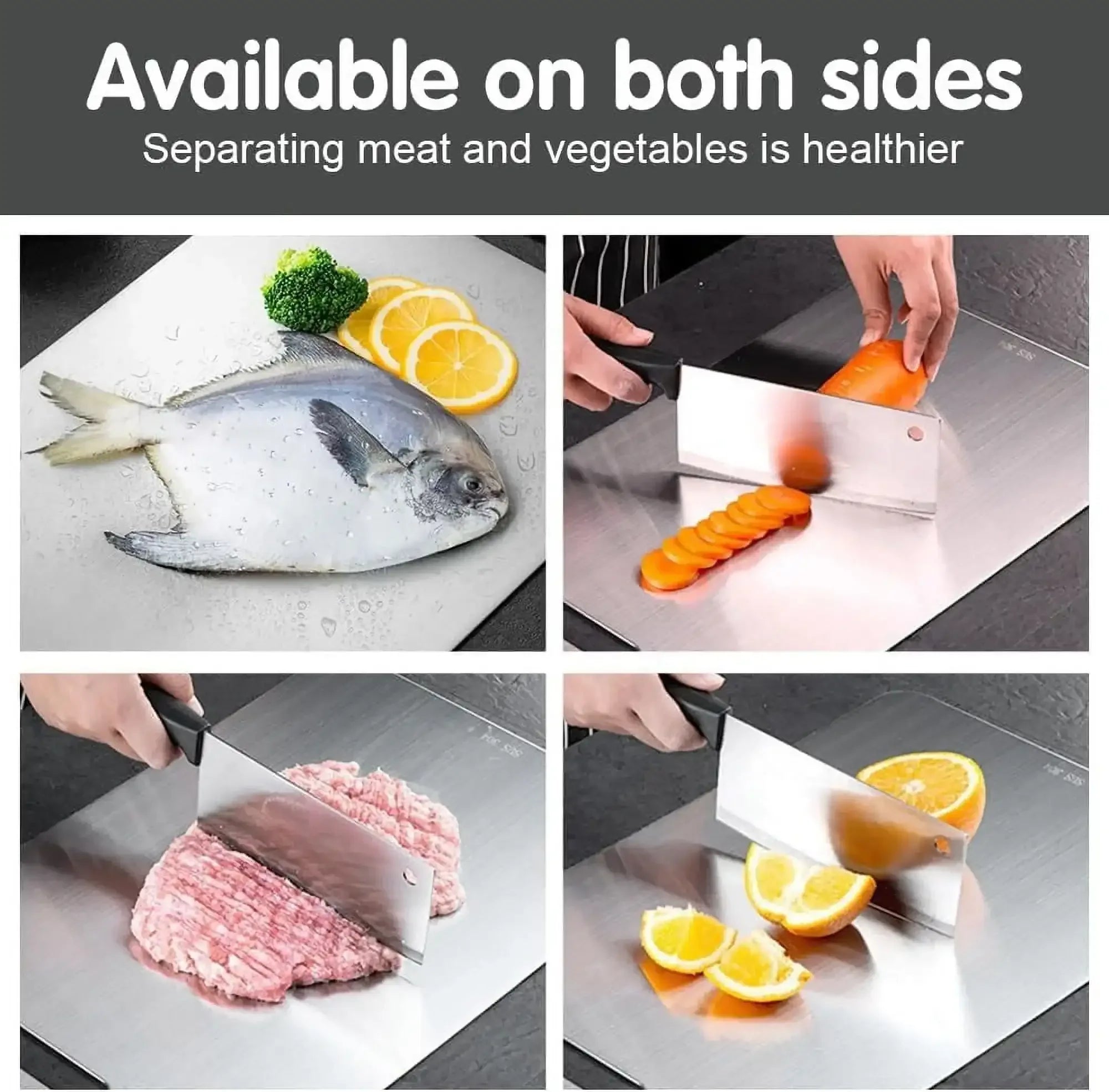 New Titanium Cutting Boards - 100% Pure Titanium Cutting Boards for Kitchen - Cutting Edge Hygiene & Durability, Double Sided Medical-grade Titanium Cutting Mat from Japan - USA MEGA SHOP