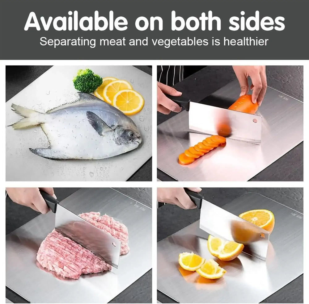New Titanium Cutting Boards - 100% Pure Titanium Cutting Boards for Kitchen - Cutting Edge Hygiene & Durability, Double Sided Medical-grade Titanium Cutting Mat from Japan - USA MEGA SHOP